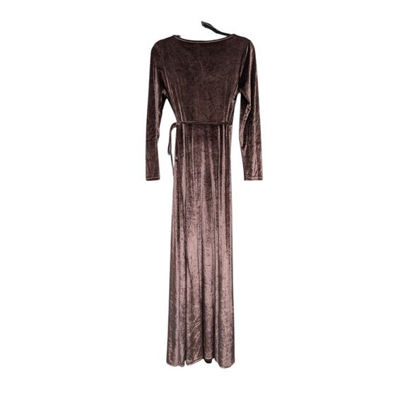 Baltic Born Esmerelda Velvet Wrap Maxi Dress Dusty Plum Pink Long Sleeve - Picture 3 of 7